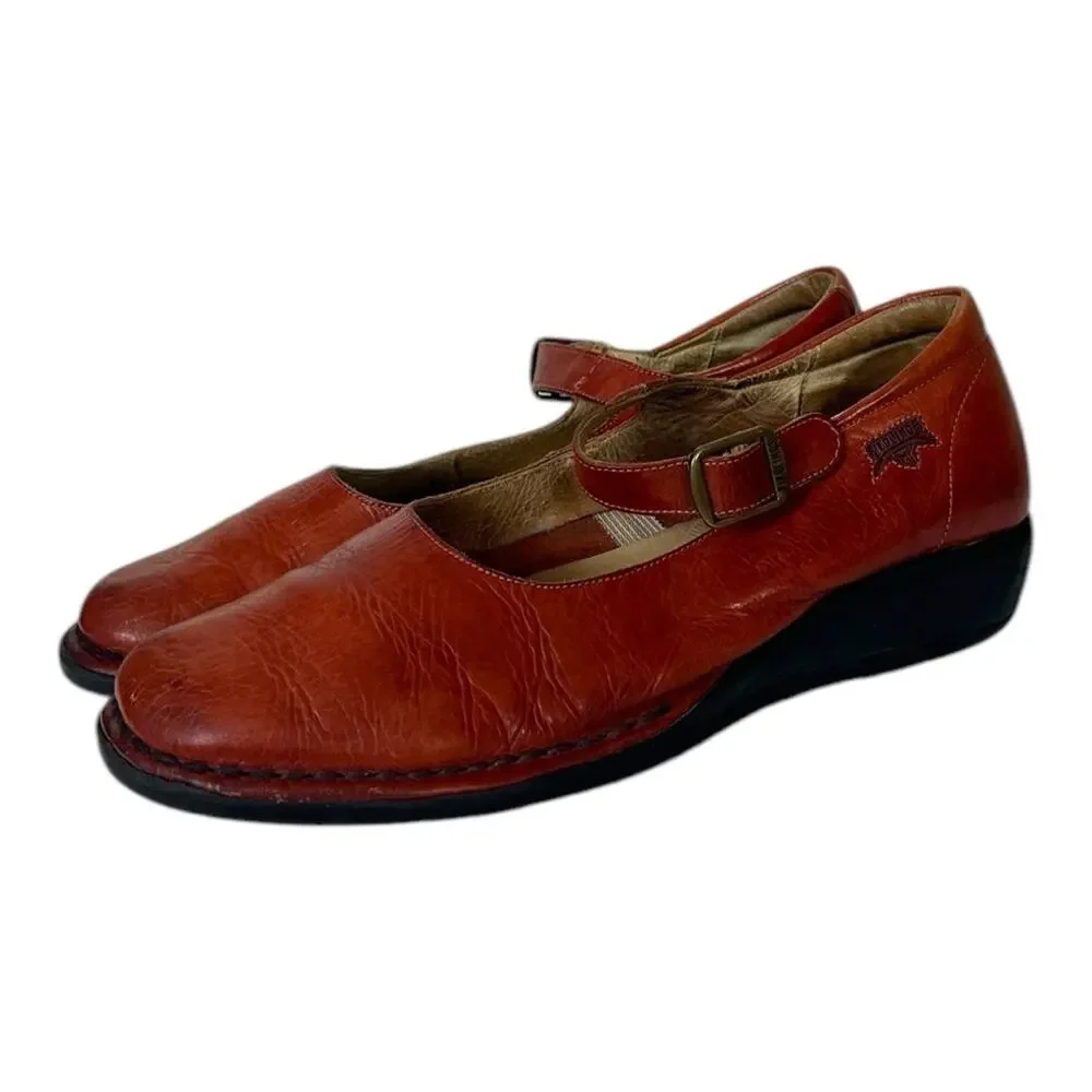 Pikolinos Loafers Brown Mary Jane Buckle Leather Square Toe Women’s Size 7M